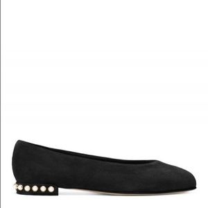 Stuart Weitzman Chic black pearl suede ballet flats